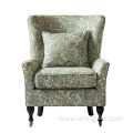 Flower Fabric Leisure Armed Accent Chair with Casters